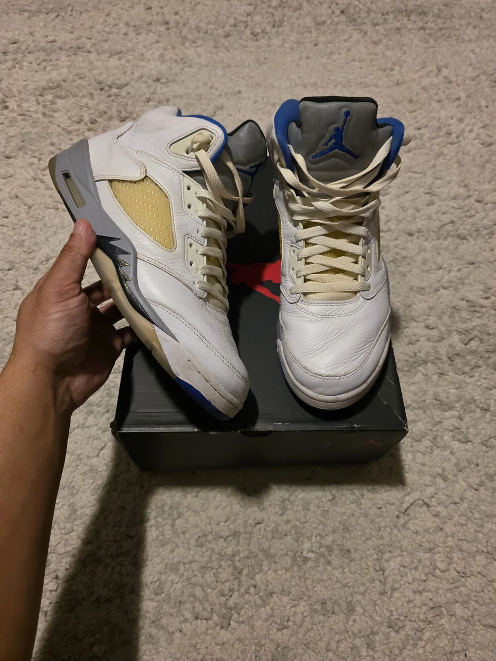 Air Jordan 5 Retro White Blue Men’s Sneakers